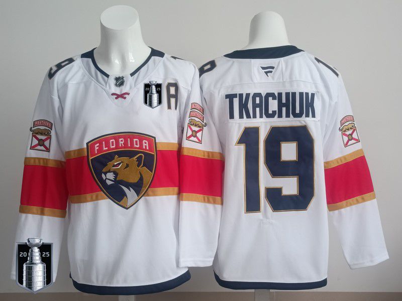 Men 2025 Florida Panthers #19 Tkachuk White Fanatics Home Premium NHL Jersey style 3